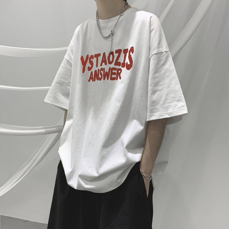 Men T-Shirts Letter Loose Half Sleeve