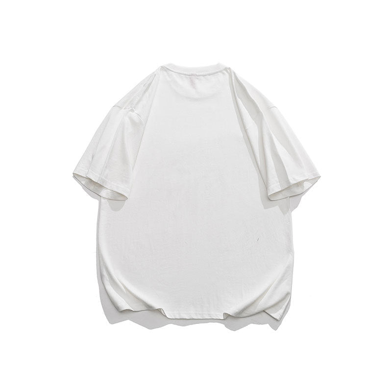 Men T Shitrs Side Embroidered Neckline Round Neck
