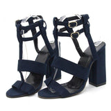 High Heels Ladies Sands Plus Size Summer Hollow High Heel Chunky Heel Stylish Women's Sandals