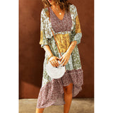Kendall Jenner Wedding Guest Dress Strap Type Ethnic Print Temperament Commute Green Casual High Waist