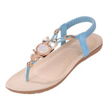 Women Open Toe Sandals Flats Large Size Flat Bottom Casual Elastic Strap Sandals