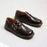Mary Jane Shoes Summer Thin Flat Round Toe Leather Shoes Women