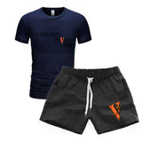 Vlone T Shirts & Shorts 2 Piece Set Men'S Sports Round Neck T-Shirt Shorts Set