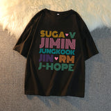 BTS Proof T Shirt Short Sleeve Korean T-shirt Bullet-Proof Youth League Member Name Peripheral Support Song-Promotion Costume Same Style Short-Sleeved T-shirt