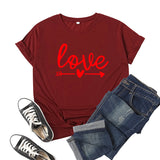 Valentine's Day T Shirts Couples Love Printed Short Sleeve round Neck T-shirt Men and Women Loose