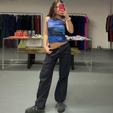 Julia Fox Low Rise Jeans Fashion Drawstring Waist Tight Lightweight All-Matching Casual Pants Hot Girl Slimming Sports Trousers