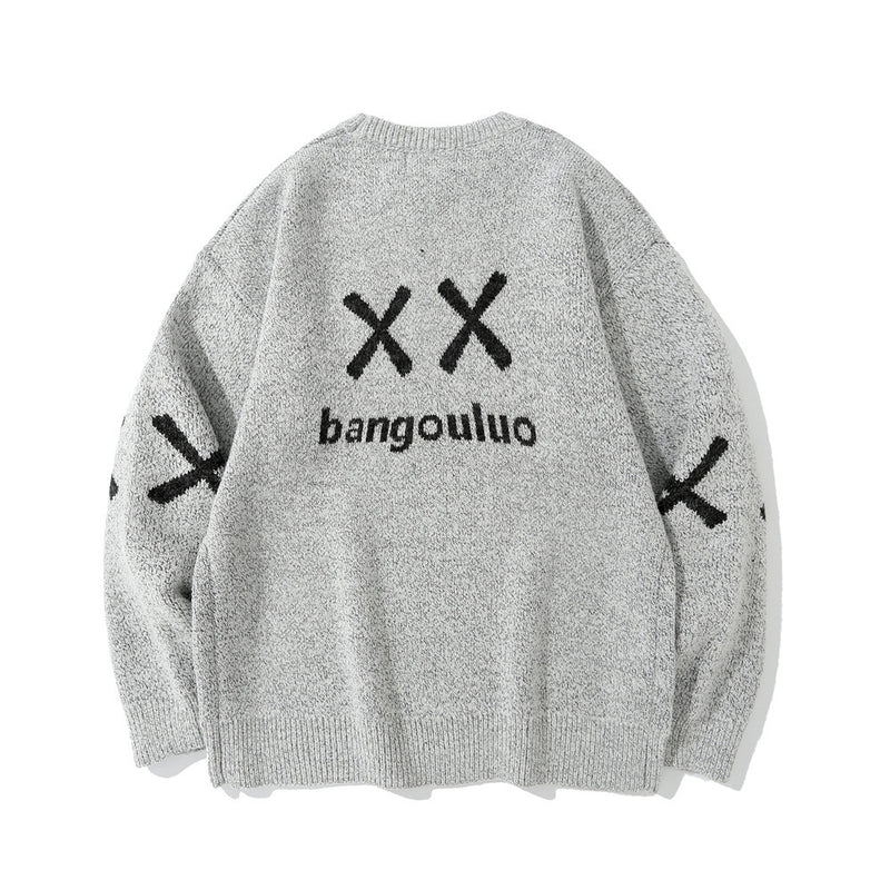 Men Sweater Letter Embroidered Knitwear Men Loose Pullover