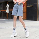 High Waisted Shorts Denim Women's Summer Spring High Waist Shorts Loose Straight Short Pants
