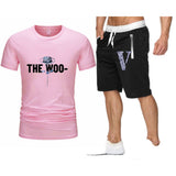 Vlone T Shirts & Shorts 2 Piece Set Rose Large V Printed Men'S And Women'S Loose Short-Sleeved T-Shirt