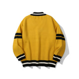 Men Sweater Letter Jacquard Color Matching Sweater Men's Pullover