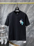 CHH Chrome Hearts T Shirts Heavy Industry Color Leather Patchwork Cross Contrast Color Short Sleeve