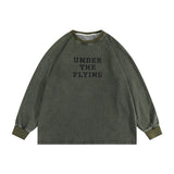 Man Fall Outfis Autumn Japanese Retro Crew Neck Sweatshirt Student Undershirt