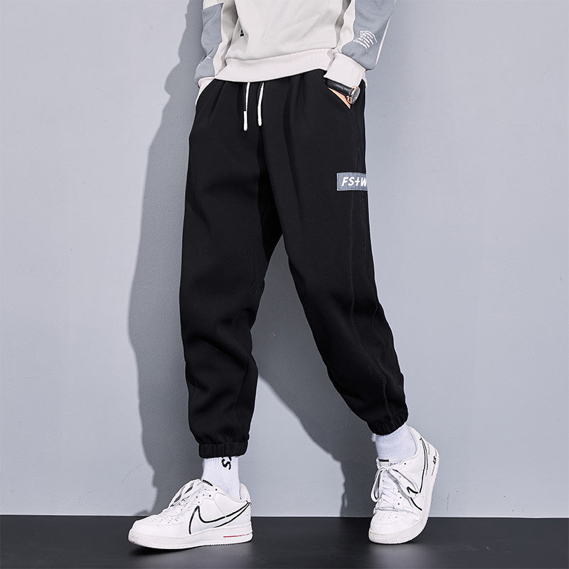 Grey Sweatpants Pure Cotton Track Pants Men's Autumn and Winter Loose Casual Pants