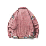 Men Denim Jackets Spring and Autumn Vintage Pink Patchwork Denim Jacket Men's Casual Jacket