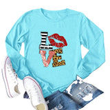Valentine's Day T Shirts Couples round Neck Leopard Print Love Women's Casual Long Sleeve Bottoming Shirt