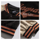 Man Fall Outfis Autumn Vintage Contrast Color Corduroy Letters Embroidered Baseball Uniform Preppy Style Top Men