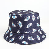 Bucket Hat Fishing Cap Cotton Print Fisherman Hat Cartoon Eye Print Outdoor Leisure