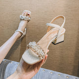 Nude Block Heels High Heel Chunky Heel Sandals