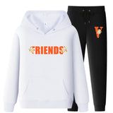 Vlone Hoodie & Pants 2 Piece Set Printed Sweater Casual
