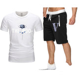 Vlone T Shirts & Shorts 2 Piece Set Rose Large V Printed Men'S And Women'S Loose Short-Sleeved T-Shirt