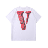 Vlone T Shirt Large V Printed Short Sleeve Men'S And Women'S High Street Loose T-Shirt