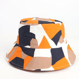Bucket Hat Fishing Cap Cotton Print Fisherman Hat Geometric Bucket Hat Boy and Girl Sunshade Hat