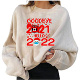 Merry and Bright Sweatshirts Fleece-Lined Christmas Personality Printed Loose Sweatshirt plus Size Women