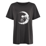 Valentine's Day T Shirt Large Size Clothes Short Sleeve Moon Print T-shirt Summer