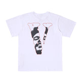 Vlone T Shirt Large V Printed T-Shirt Hip Hop Loose Casual Round Neck Men And Women Short Sleeve