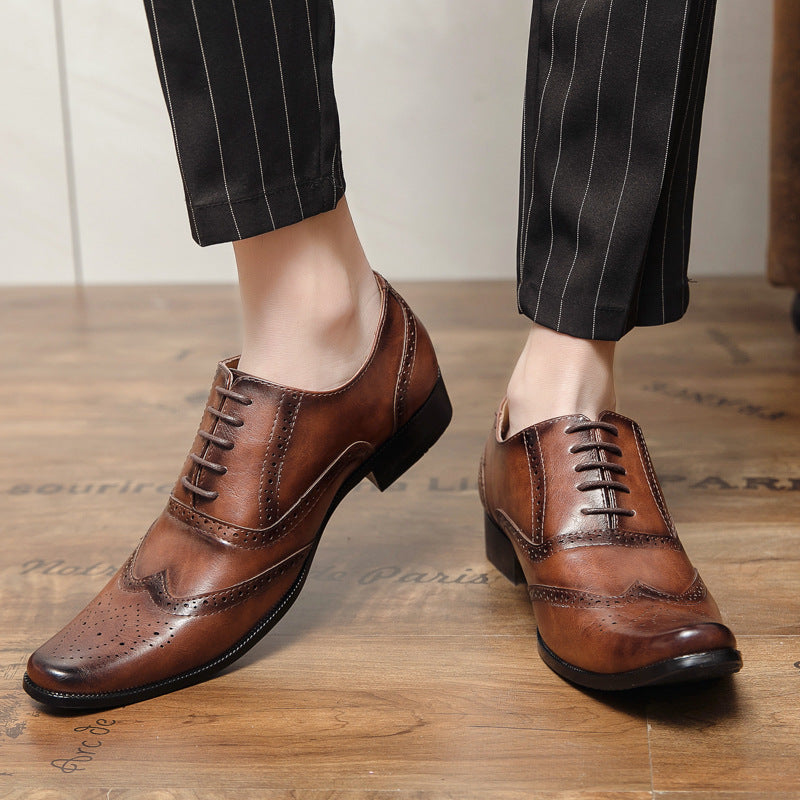 Men's Dress Shoes Classic Leather Oxfords Casual Cushioned Loafer Casual Leather Shoes Men Brown Youth Formal Wear Business