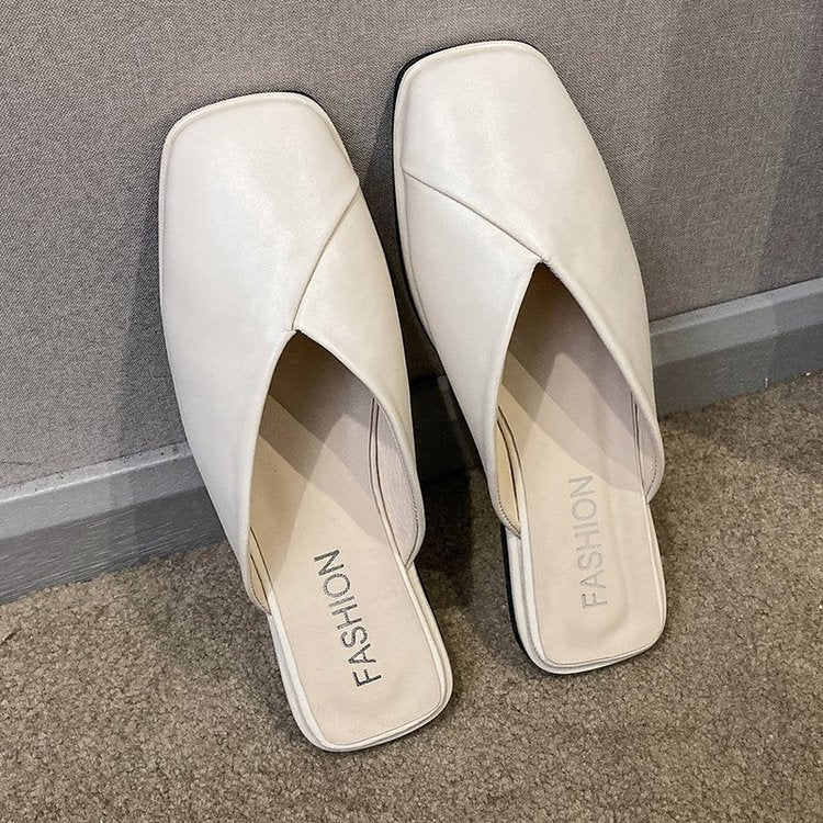 Women Open Toe Sandals Flats Summer Slip-on Slippers Fashion Outerwear