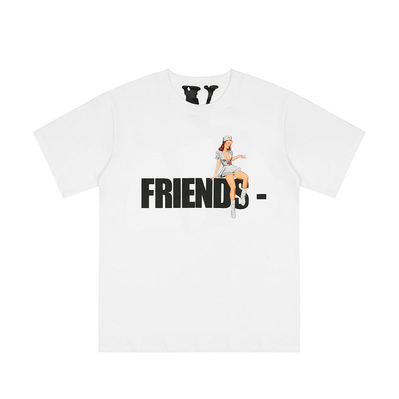 Pop Smoke Vlone Hawk Em T Shirt Letter Loose