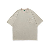 Men T Shitrs Striped Printed Round Neck Loose
