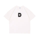 Men T Shitrs Large Letter Printed Round Neck