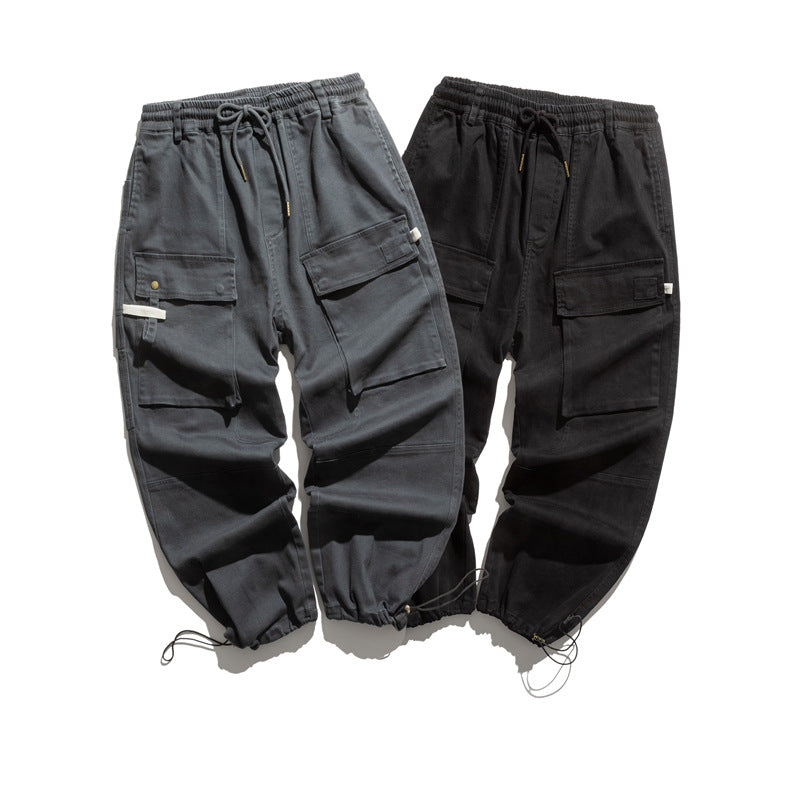 Man Fall Outfis Autumn Vintage Distressed Cargo Jogger Pants Men's Loose Multi-Pocket Slacks