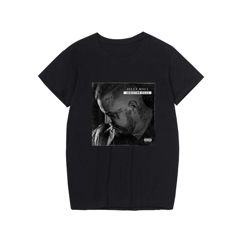 Jelly Roll T Shirt Portrait Printing Loose Short Sleeve T-Shirt