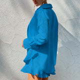 Gloria Vanderbilt Long Sleeve Loose Shorts Ruffled