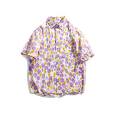 Men T Shitrs Two-Tone Round Pattern Printing Lapel Loose