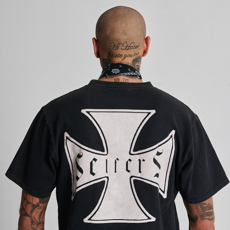 Askyurself T Shirt Casual Loose Men's and Women's Short-Sleeved T-shirt Black