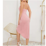 MIDI Mauve Cocktail Dress Women's Solid Color Spring/Summer V-neck Strap Dress