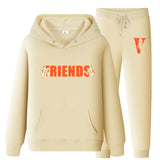 Vlone Hoodie & Pants 2 Piece Set Men'S Loose Printed Hoodie Sweater