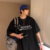 Men T-Shirts Letter Printed round Neck Loose Half Sleeve