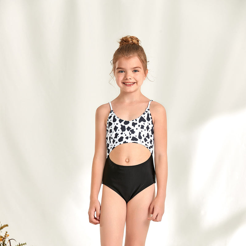 Children Swimsuit Swimsuit Hollow Cow Print One-Piece