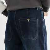 Men Jeans Blue Straight Jeans Men's All-Match Slightly Loose