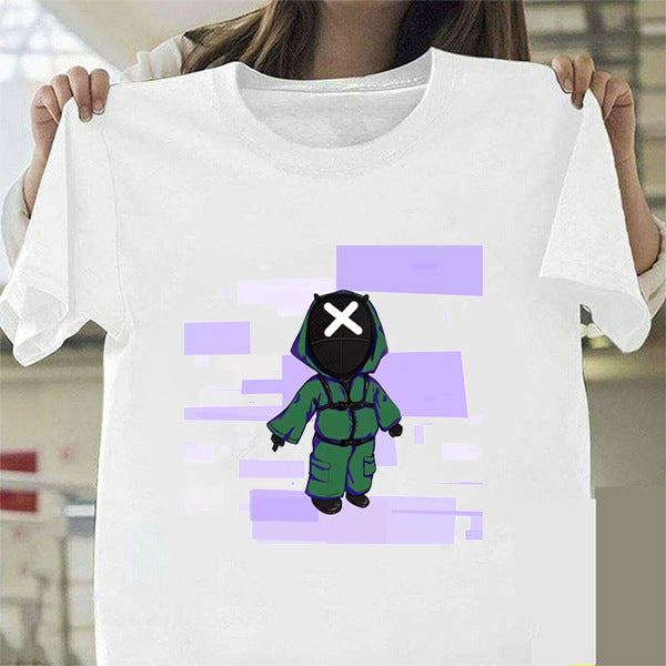 Squid Game Costume round Six Cartoon Print Short Sleeve T-shirt