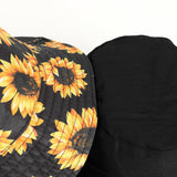 Bucket Hat Fishing Cap Cotton Print Fisherman Hat SUNFLOWER Sunflower Duplex Printing