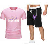 Vlone T Shirts & Shorts 2 Piece Set Letter Large V Printed Short Sleeve