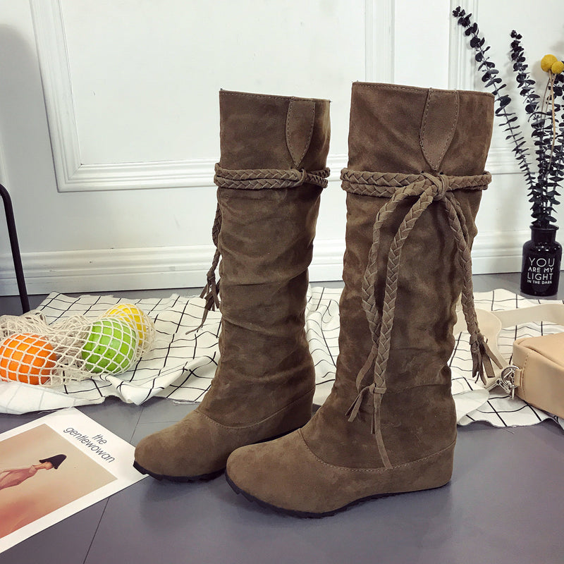 Beth Dutton Shoes Autumn and Winter Large Size Long Suede Martin Boots Long Boots