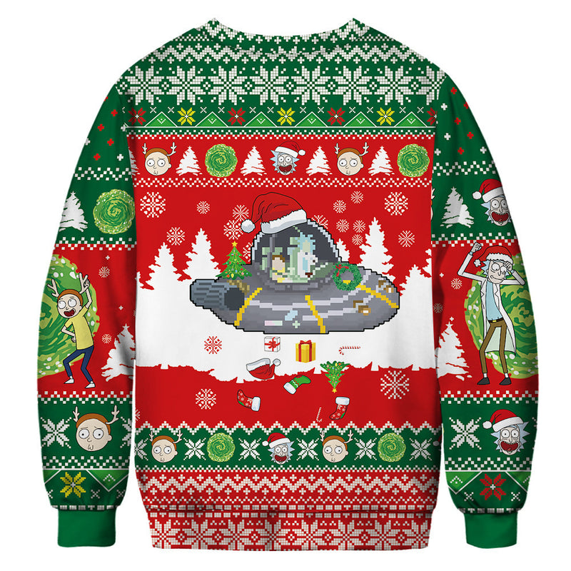 Men and Women Grinch Sweater Christmas round Neck Sweater 3D Printing Couple