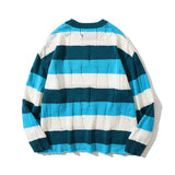 Men Sweater Ripped Striped Sweater Men's Horizontal Striped Pullover